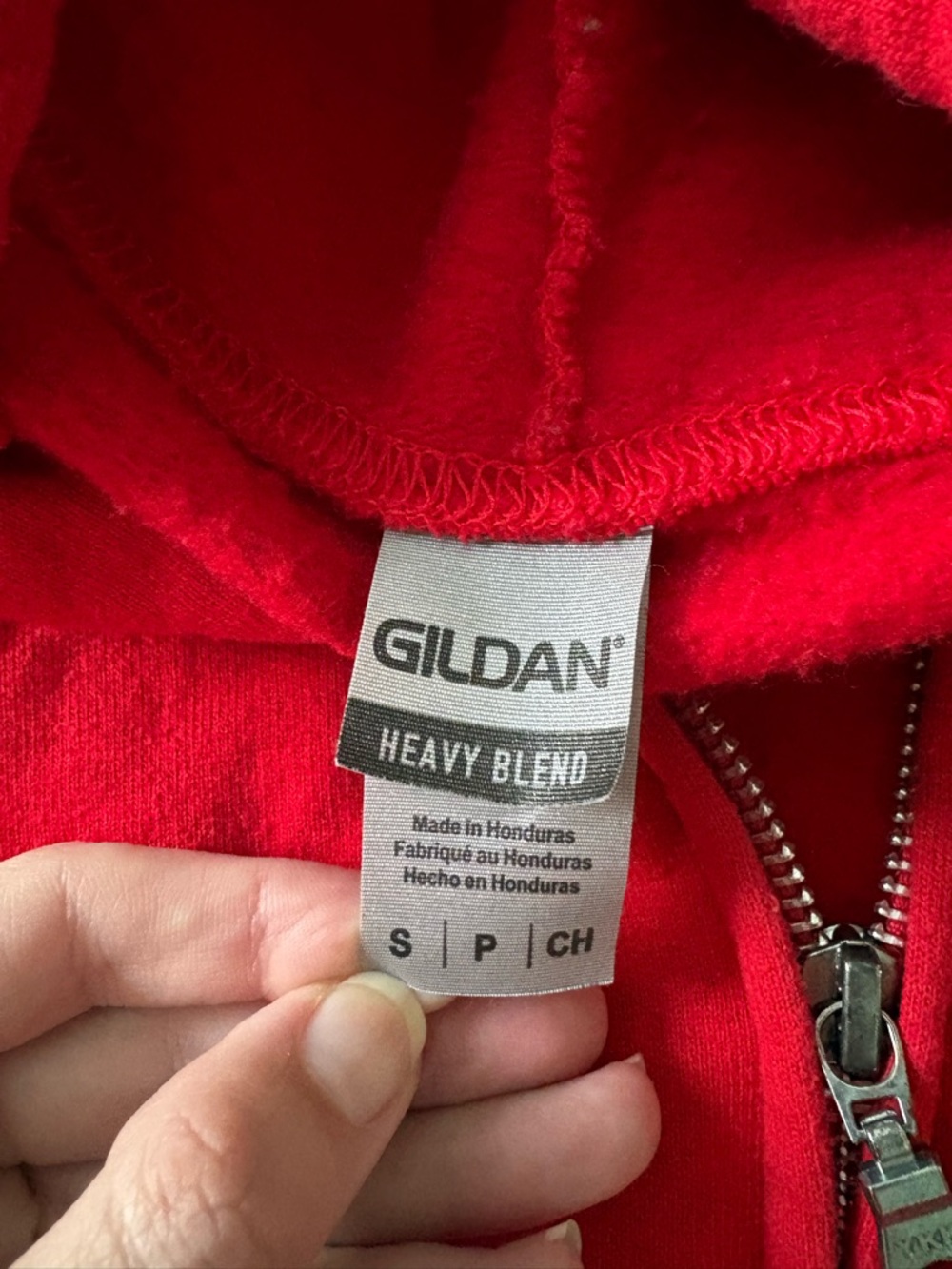 Trader Joe's Women's Red Zip-Up Hoodie with White Hibiscus Logo - Picture 4 of 5
